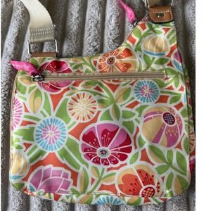 Lily Bloom Floral Canvas Crossbody Bag Multi-Color Eco-Friendly Messenger